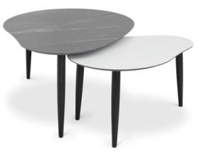 Shape grå laminat sofabordssæt med sorte træben L114 & L77